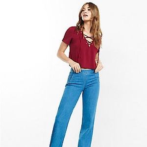 EXPRESS One Eleven Cropped Lace Up Top